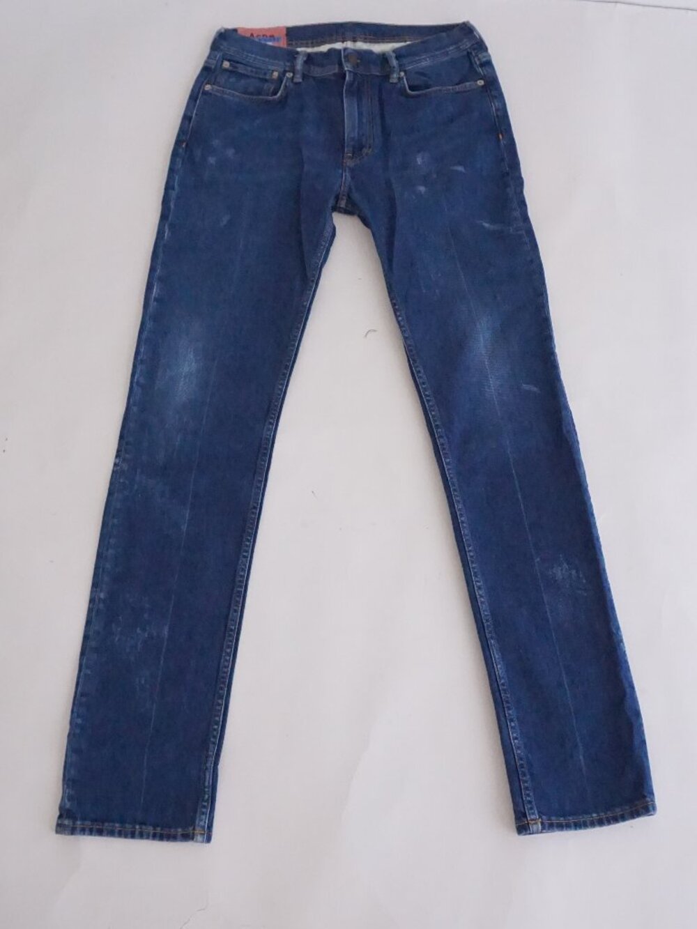 Acne Studios Bla Konst Blue Faded Wash Five Pocket Mid Rise Straight Jeans 33x32
